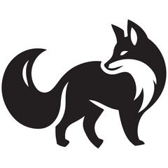Fox Silhouette Vector Illustration White Background
