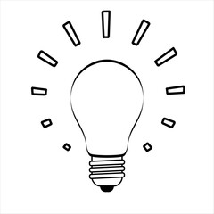 Lightbulb line black icon. Electric lamp icon isolated on white background. Vector illustration.