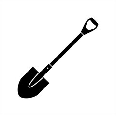 Shovel black flat icon. web Illustration isolated on white background, concept sign