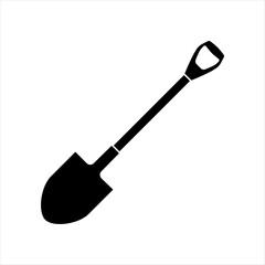 Shovel black flat icon. Vector Illustration isolated on white background, concept sign