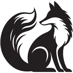 Obraz premium Fox Silhouette Vector Illustration White Background 