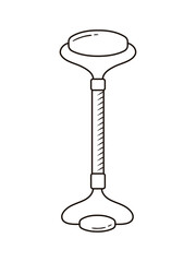 Outline illustration of face lifting massager. Anti-aging procedure. Skincare and beauty routine. Roller tool for facial massage. Line vector drawing