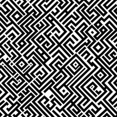 Intricate Black and White Geometric Maze Pattern