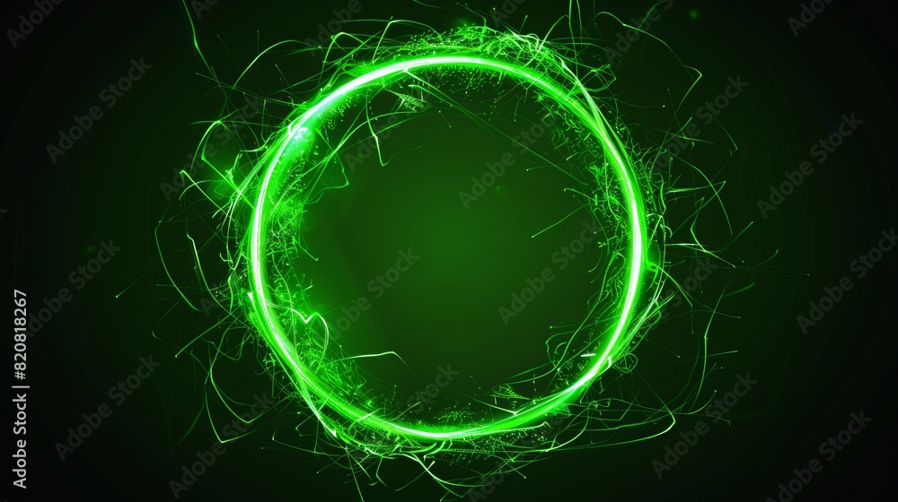 Poster the background displays an abstract twirl with green sparks and blur, surrounded by a light effect o