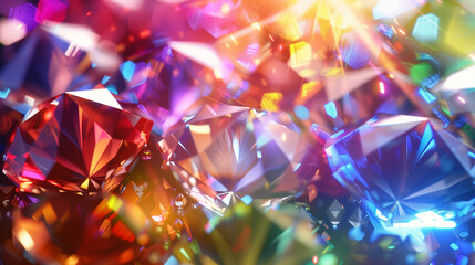 Colorful gemstones shimmering with light reflections