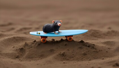 A Mole With A Tiny Surfboard Riding Soil Waves