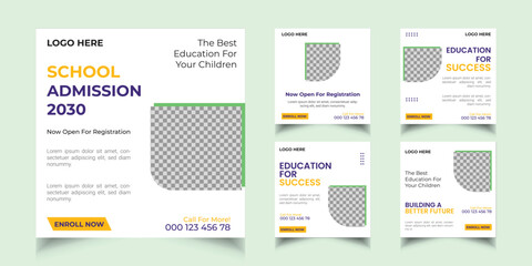 School Admission kids social media post template