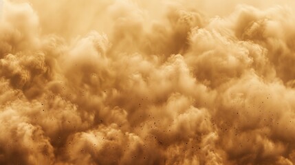 Fototapeta premium 3D Illustration of brown dust border, smoke clouds, sandstorm and windstorm effects with flying dusty powder particles. 3D Illustration.