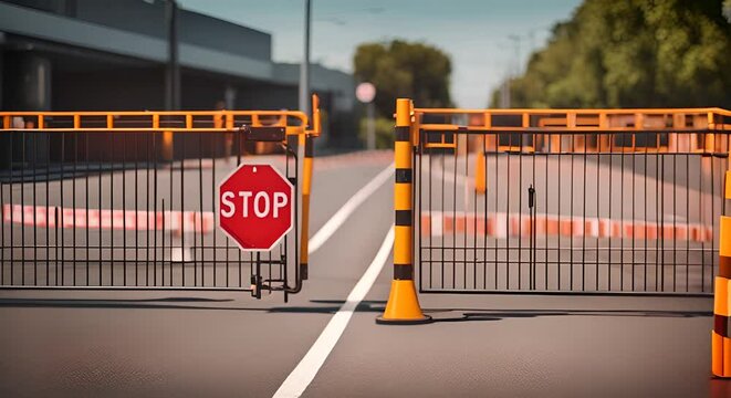 Access door with the "STOP" sign.