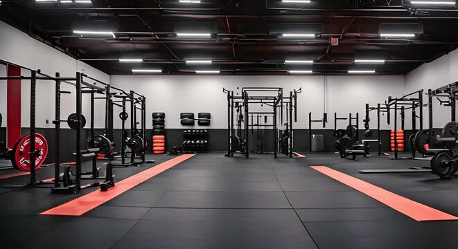Interior of a crossfit gym.