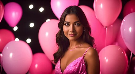 Young Hispanic woman at a quinceanera party. Quinceanera.