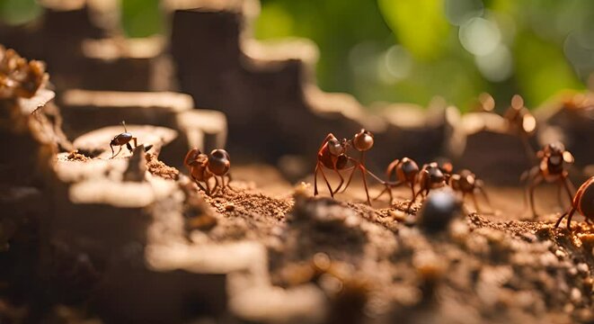 Ants working together.