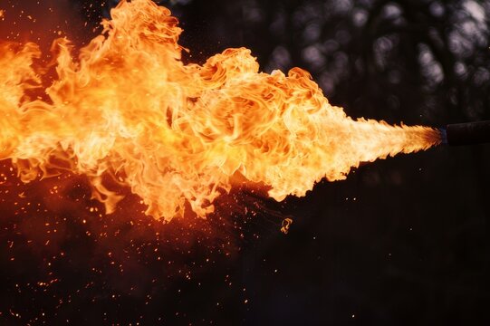 a big fire from flamethrower