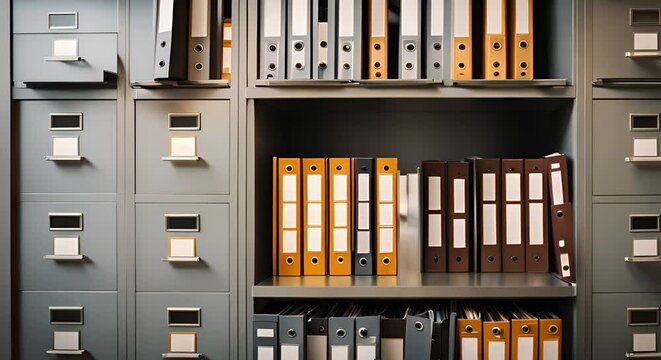 Folders and binders in the archive.