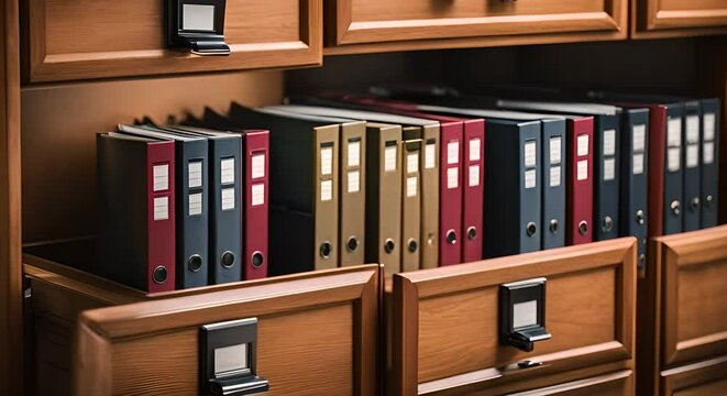 Folders and binders in the archive.