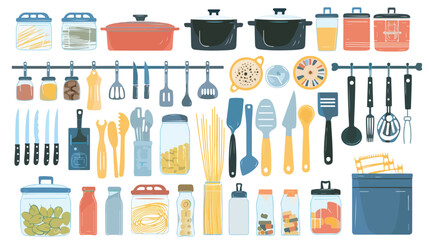 Kitchen utensils tools kitchenware. Storage container