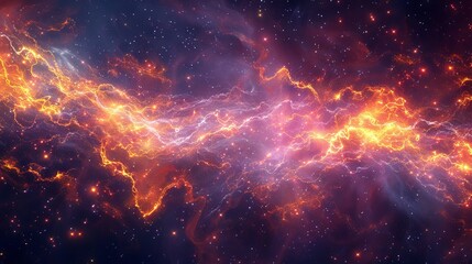 Fototapeta premium Abstract Nebula with Glowing Energy Cosmic Current