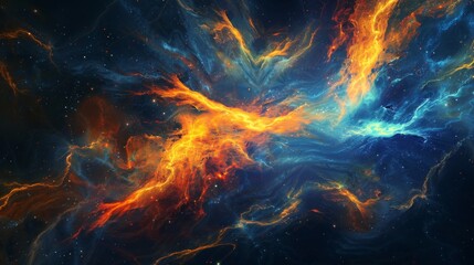 Fototapeta premium Abstract Nebula with Glowing Energy Cosmic Current