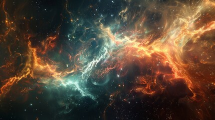 Fototapeta premium Abstract Nebula with Glowing Energy Cosmic Current