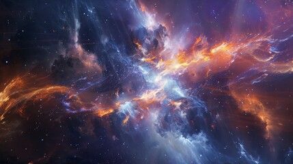 Obraz premium Abstract Nebula with Glowing Energy Cosmic Current