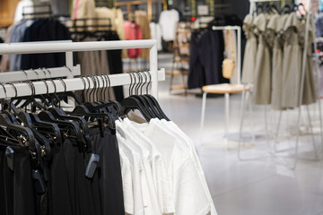 Stylish clothes in the shopping mall