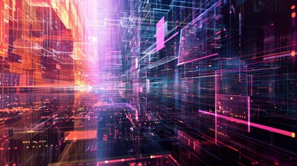 Fototapeta premium Abstract Structures Emerge from a Digital Matrix