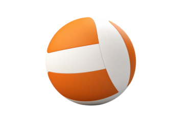 Citrus Dreams: A Volleyball Dances in the White Expanse on a White or Clear Surface PNG Transparent Background.
