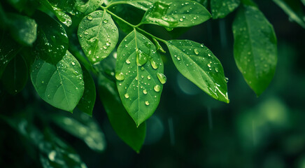 Naklejka premium green leaf with drops