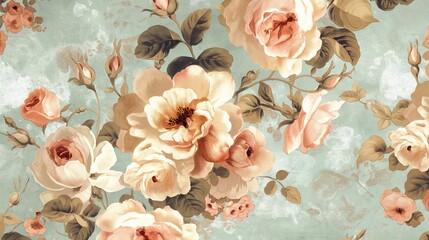 A vintage floral wallpaper design, offering a nostalgic and intricate backdrop for classic product lines. 32k, full ultra hd, high resolution