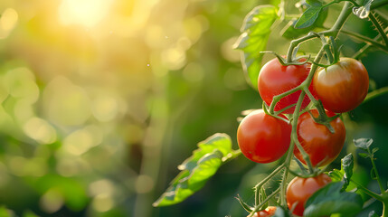 Ripe tomatoes on plant in garden