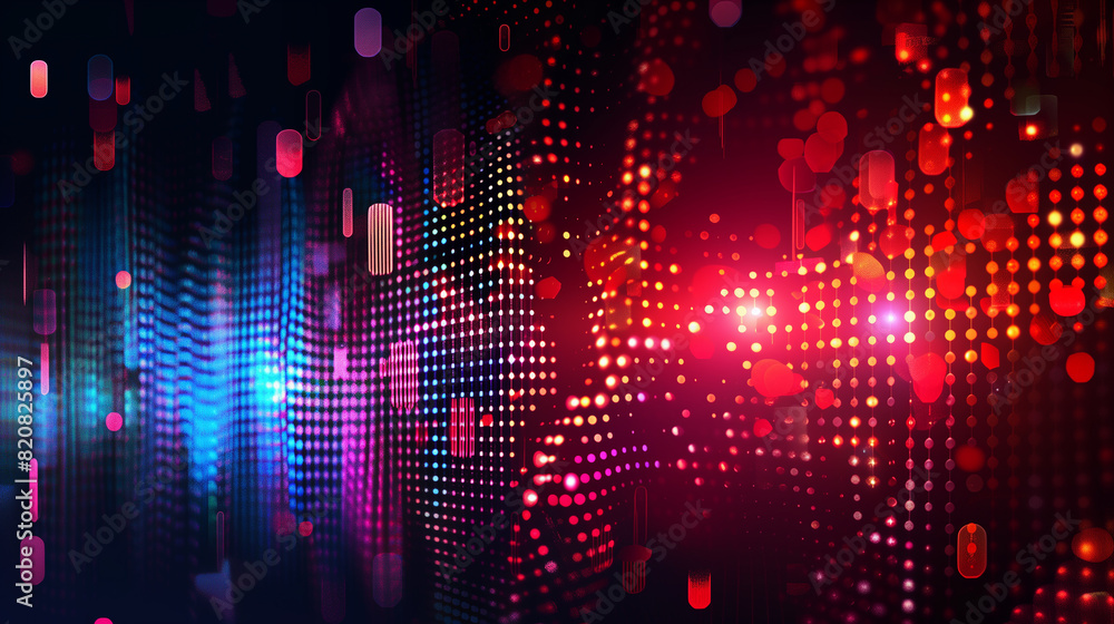 Aufkleber a colorful, abstract background with many dots and a red heart in the center. the background is fill