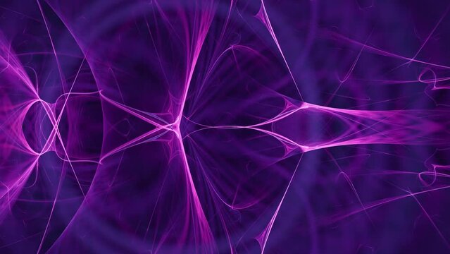 Intersecting fractal wavelengths of glowing purple crossover lights, futuristic technology pattern lines in dynamic motion