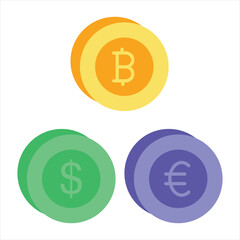 Bitcoin and Cryptocurrency Vector Flat Icons