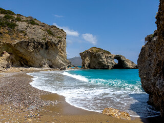 The beach of Kaladi during summer, Kythera island , Greece