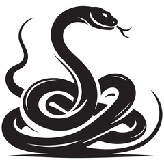 Obraz premium Snake Silhouette Vector Illustration White Background