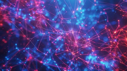Fototapeta premium Abstract Digital Network of Connected Lines in a Vibrant Glow