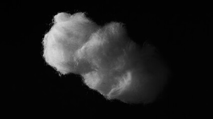 a white cotton cloud on a black background