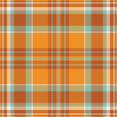 Reel tartan texture background, october check plaid seamless. Service textile vector pattern fabric in orange and pastel color.