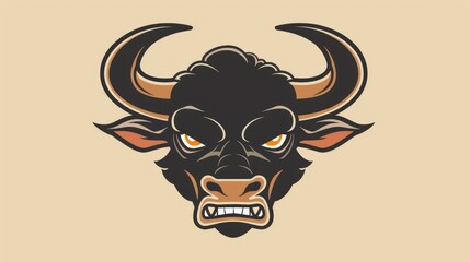 angry bull mascot icon vector illustration design template AI generated