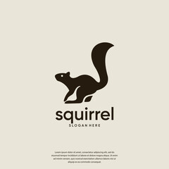 long-tailed squirrel, friendly and charming, logo design symbol.