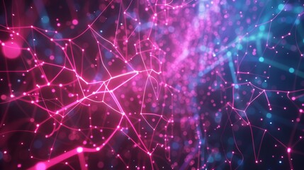 Obraz premium Abstract Digital Network of Connected Lines in a Vibrant Glow