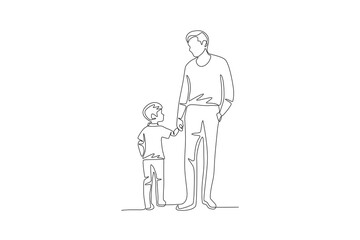 Father and son going out. Father's day one-line drawing