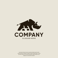Rhino silhouette, symbol of power, danger, logo design illustration.