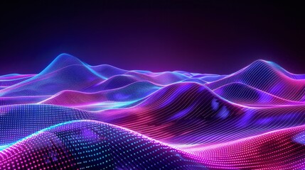 Digitized Dreamscape Flowing Grid of Neon Light