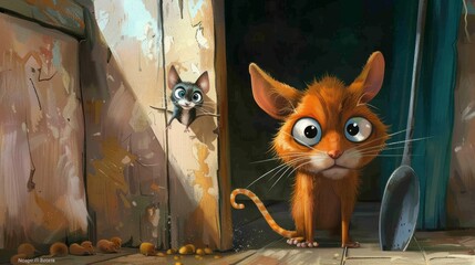 funny picture cat and mouse in the house animation