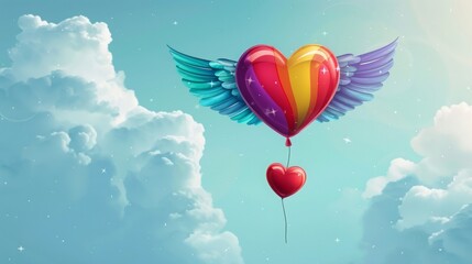 Fototapeta premium Graphic design theam world of pride, star, wing, funney, heart, balloon