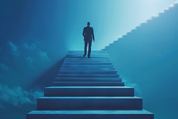 businessman standing on stairs