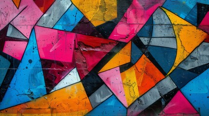Fototapeta premium Abstract Geometric Graffiti, Edgy Shapes and Vibrant Background