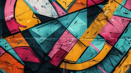 Fototapeta premium Abstract Geometric Graffiti, Edgy Shapes and Vibrant Background