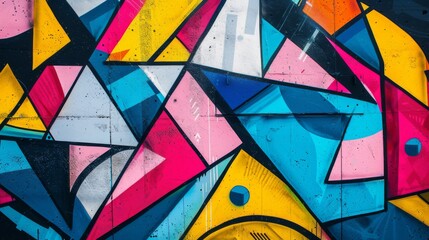 Fototapeta premium Abstract Geometric Graffiti, Edgy Shapes and Vibrant Background